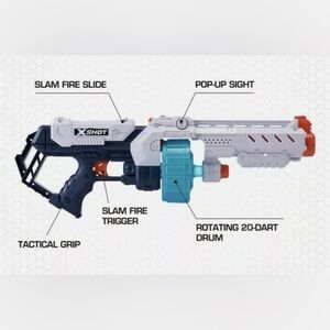 Zuru X-Shot Turbo Fire 48 darts Slam Fire shoots 90 ft Blaster